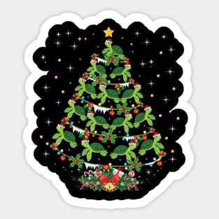 Sea Turtles Lover Xmas With Sea Turtle Christmas Tree Funny Design Sticker